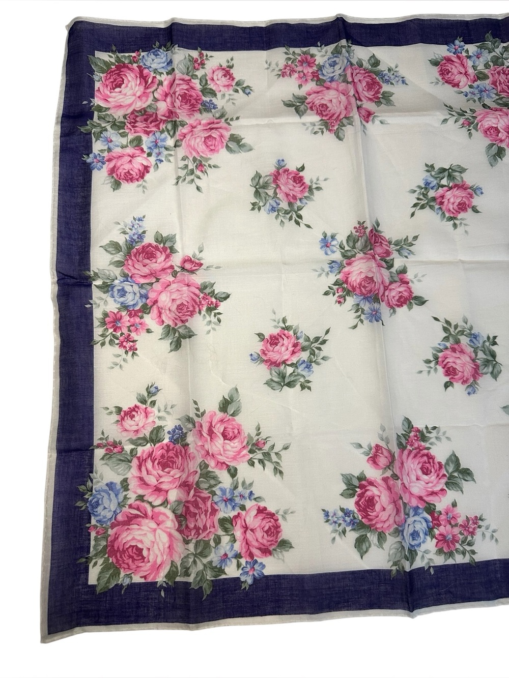 Yves Saint Laurent NWOT 100% Silk Pink and Blue Floral Print Neckerchief - Picture 4 of 8